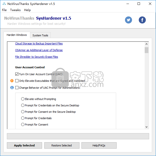 SysHardener(windows禁用规则功能工具)