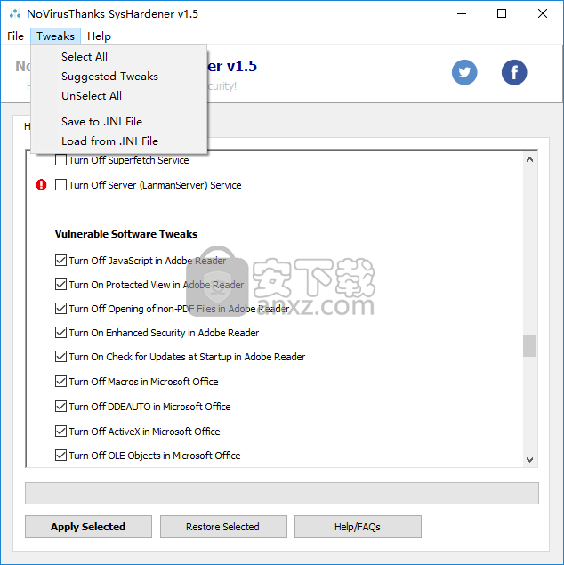 SysHardener(windows禁用规则功能工具)