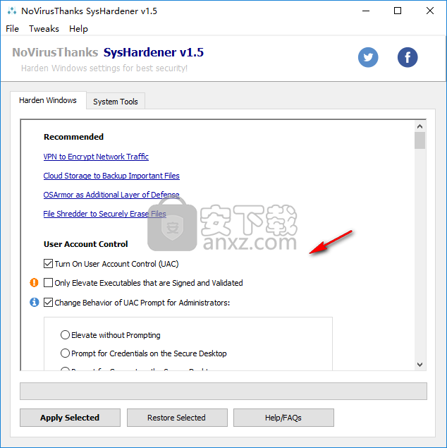 SysHardener(windows禁用规则功能工具)