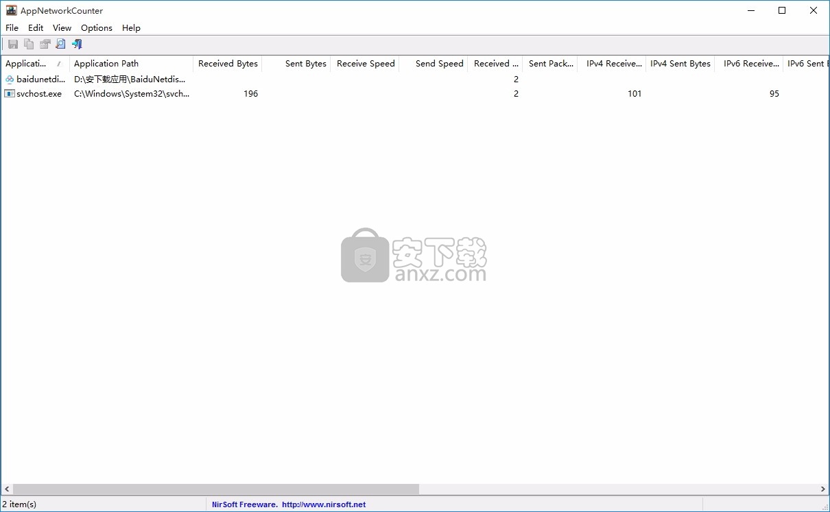 AppNetworkCounter(TCP/UDP字节和数据包接收工具)