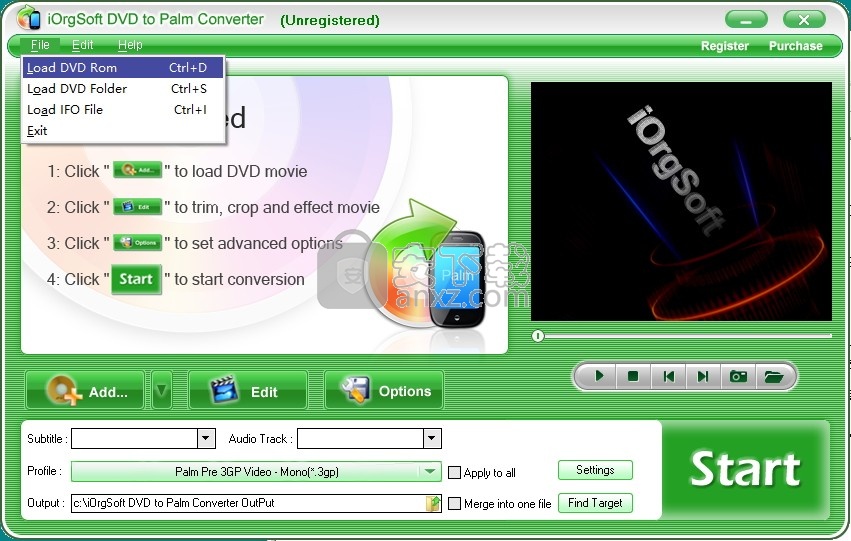 iOrgsoft DVD to Palm Converter(DVD转Palm转换器)