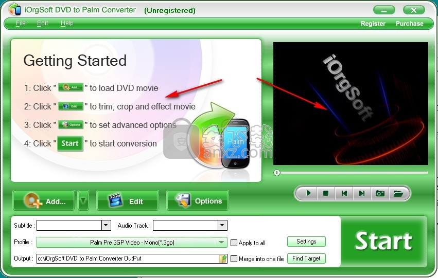 iOrgsoft DVD to Palm Converter(DVD转Palm转换器)