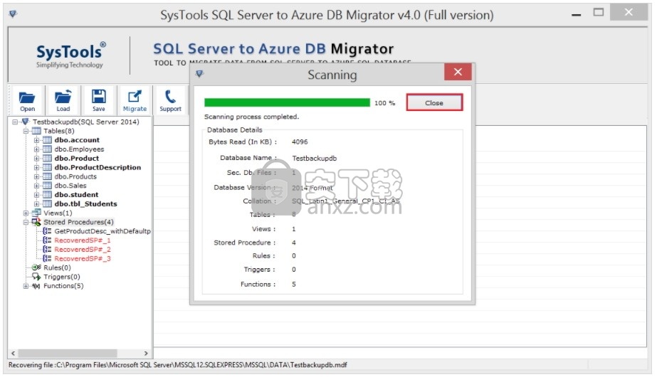 SysTools SQL Server to Azure DB Migrator(SQL到Azure迁移工具)