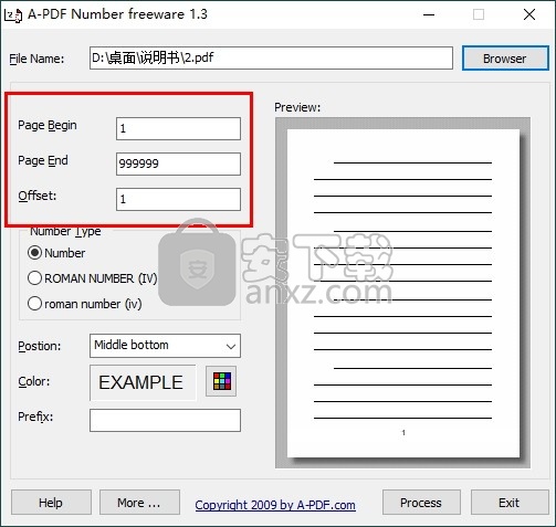 A-PDF Number(PDF添加页码工具)