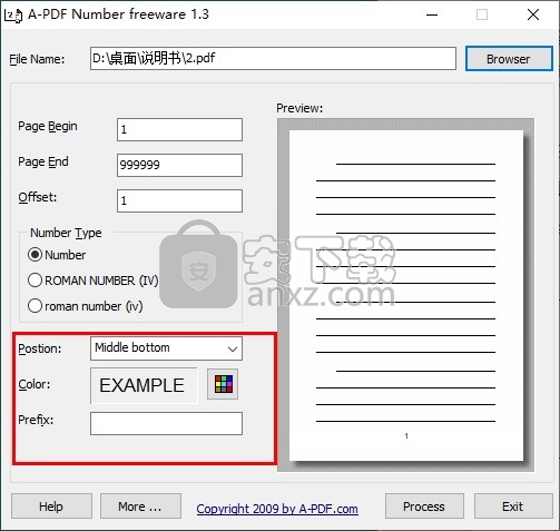 A-PDF Number(PDF添加页码工具)