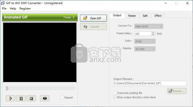 GIF to AVI SWF Converter(GIF转AVI/SWF格式转换器)