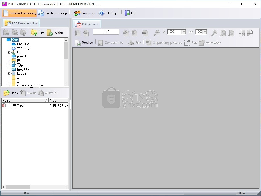 PDF To BMP JPG TIFF Converter(PDF转图片转换器)