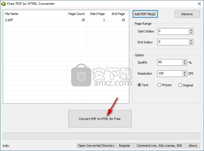 Free PDF to HTML Converter(免费PDF转HTML转换器)